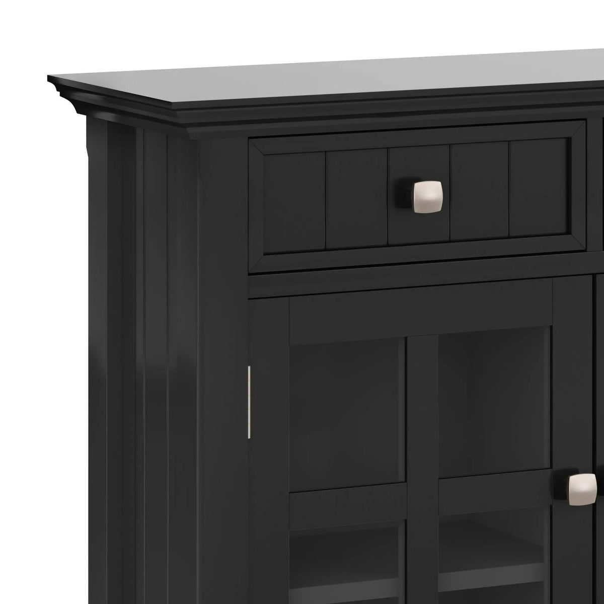 Acadian Entryway Storage Cabinet | Handcrafted Solid Wood | Two Drawers | Tempered Glass Doors