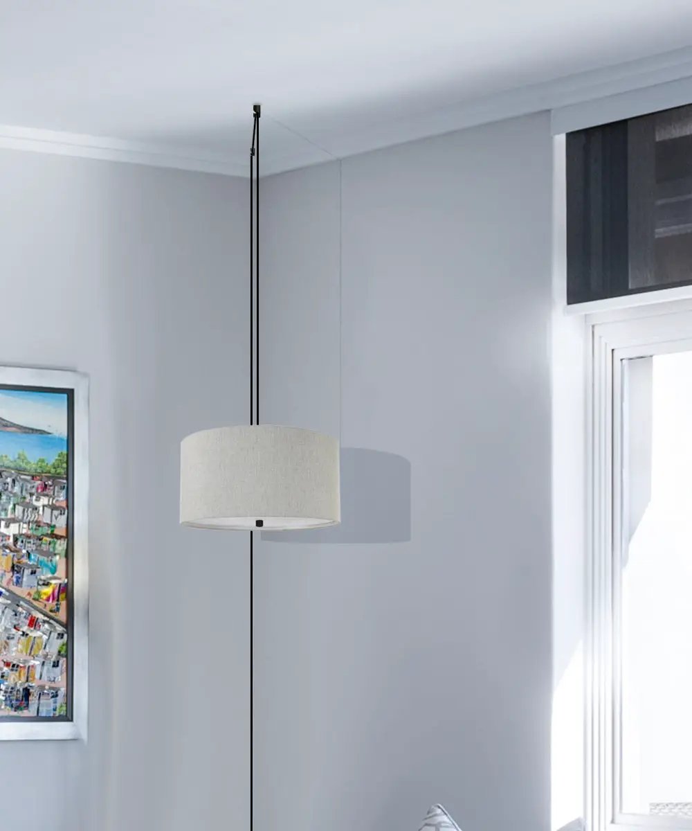 Swag Pendant Light | 14 Inch Wide | 2 Light | Textured Oatmeal