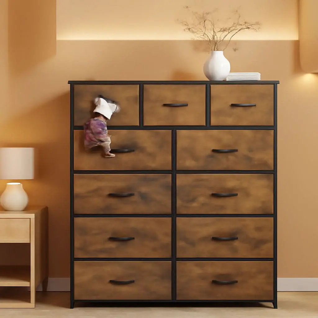Tall Fabric Dresser With 11 Drawers Storage Tower Unit from PriceLows™