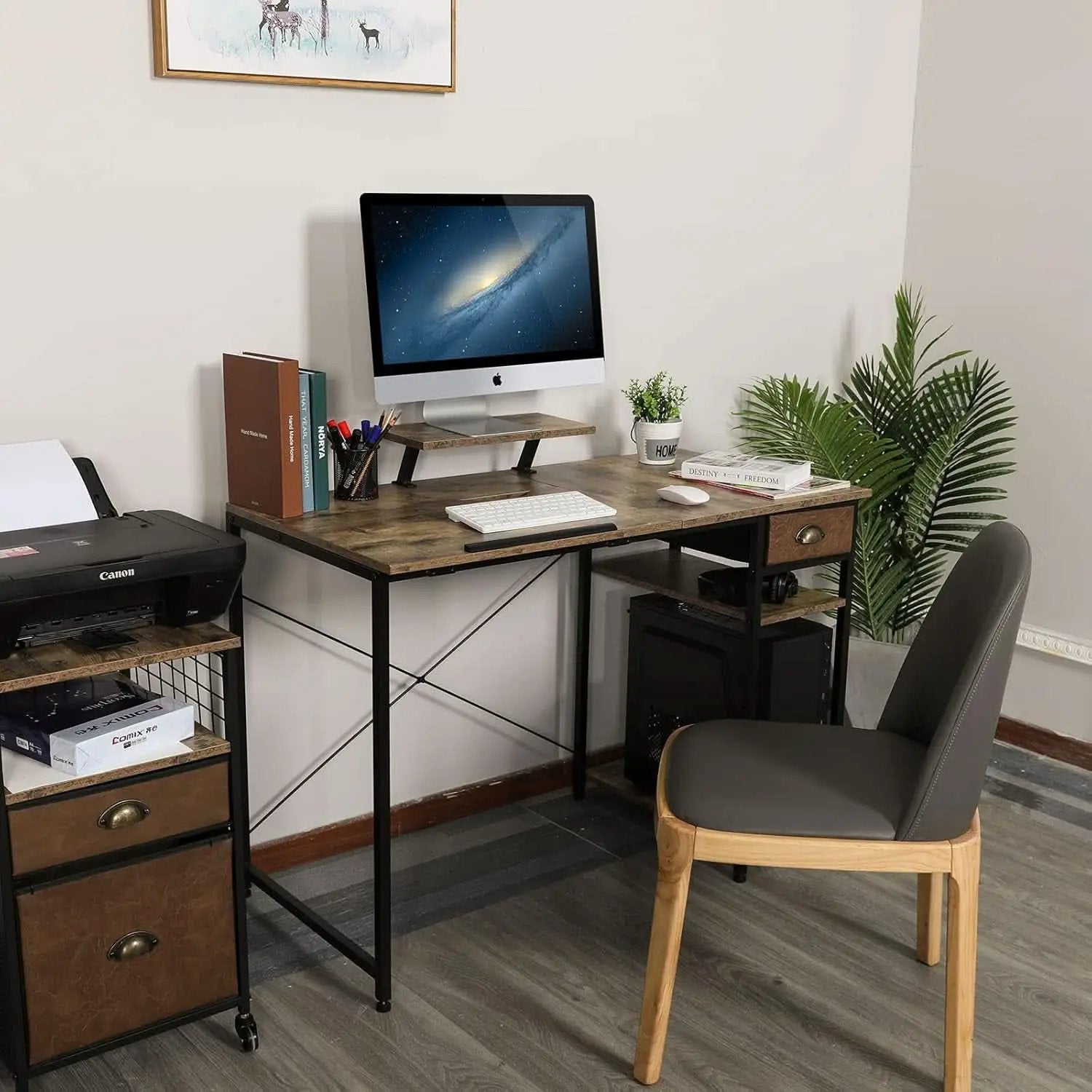 Adjustable Drafting Table with Storage Shelves and Drawer from PriceLows™