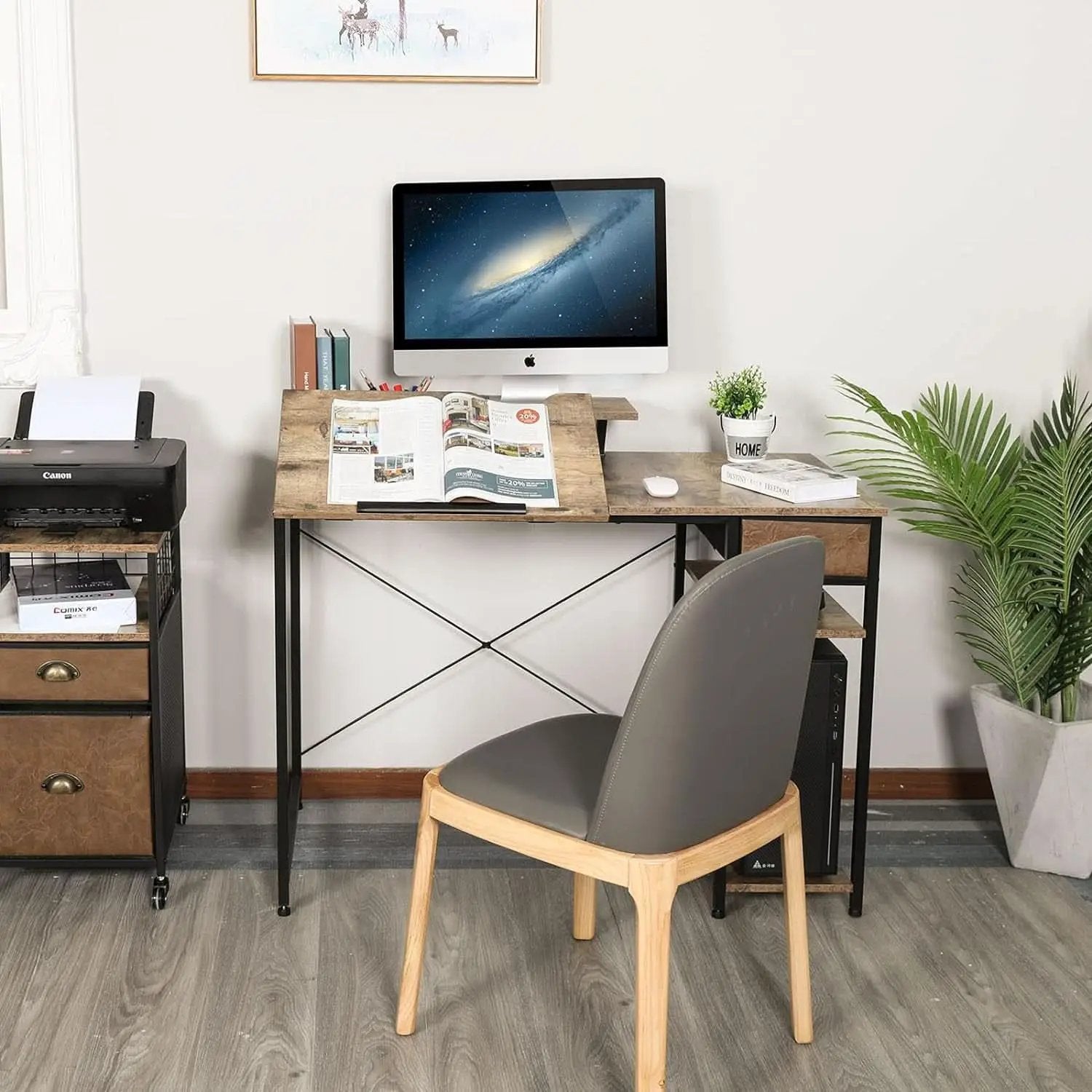 Adjustable Drafting Table with Storage Shelves and Drawer from PriceLows™