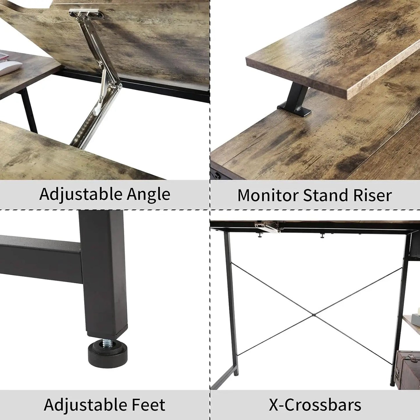 Adjustable Drafting Table with Storage Shelves and Drawer from PriceLows™