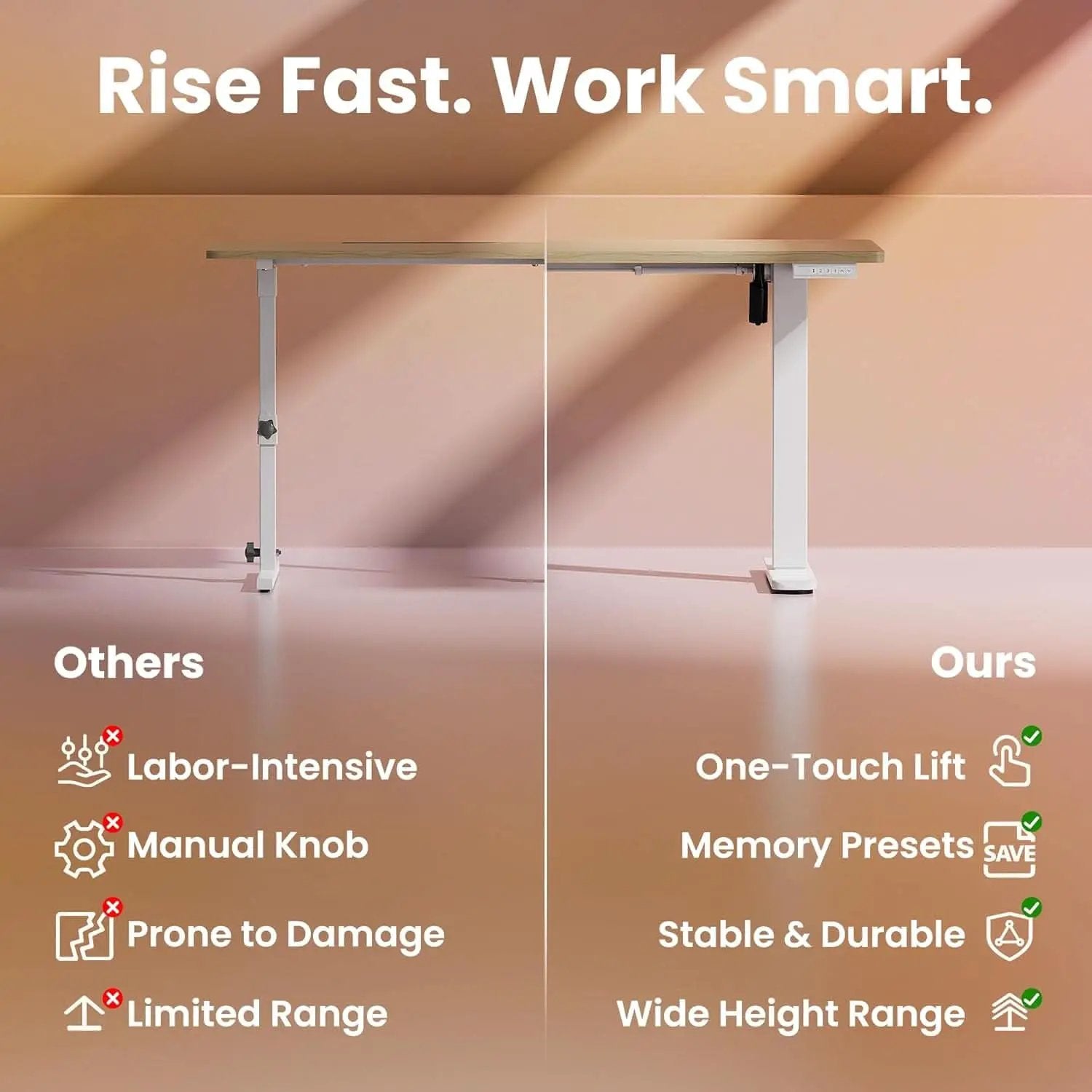 Adjustable Height Electric Standing Desk with Memory Settings from PriceLows™