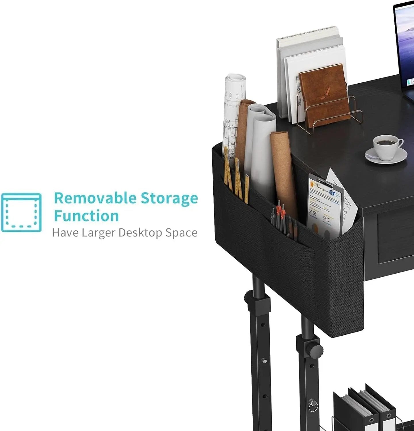 Adjustable Height Rolling Standing Desk with Drawers from PriceLows™