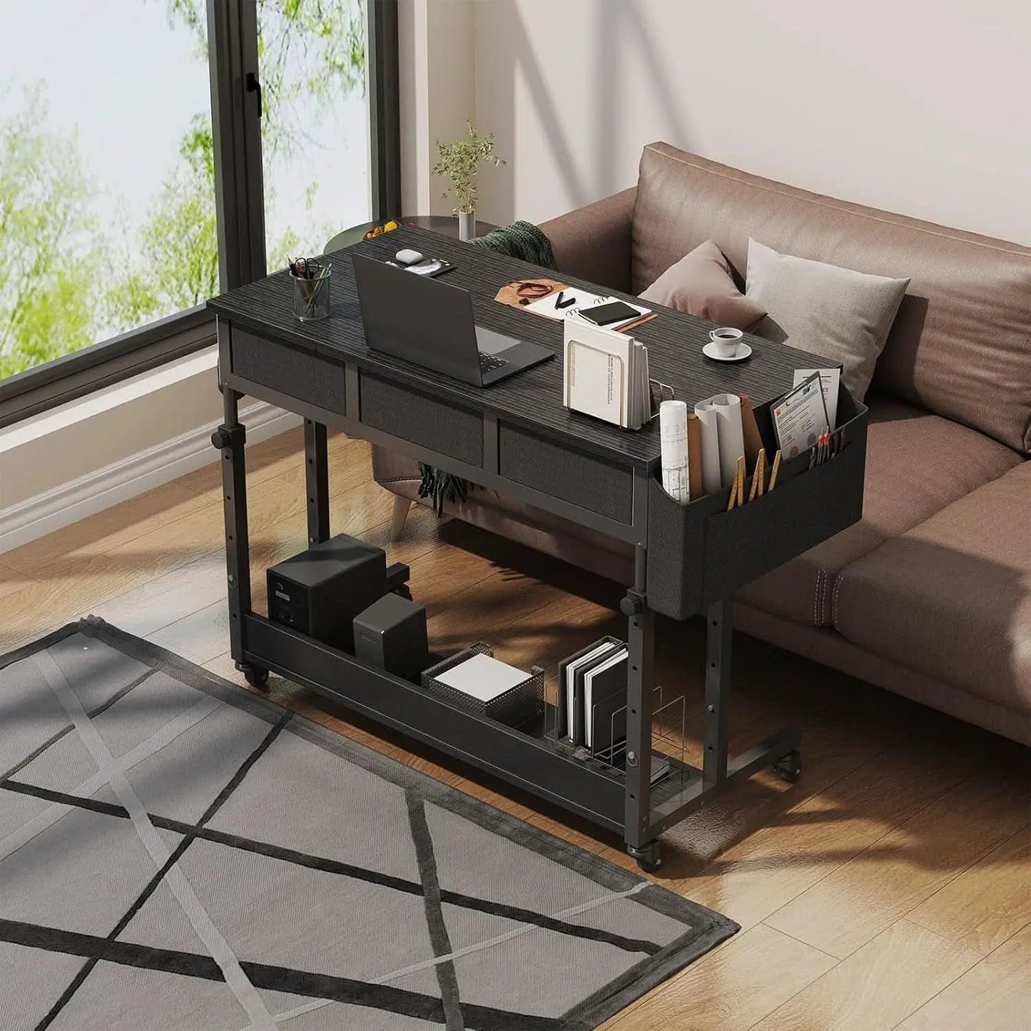 Adjustable Height Rolling Standing Desk with Drawers from PriceLows™
