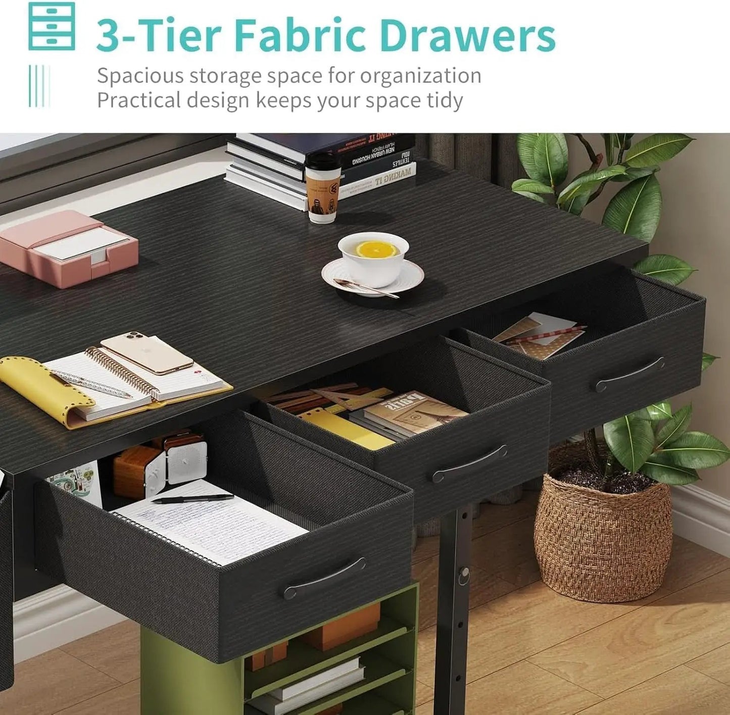 Adjustable Height Rolling Standing Desk with Drawers from PriceLows™