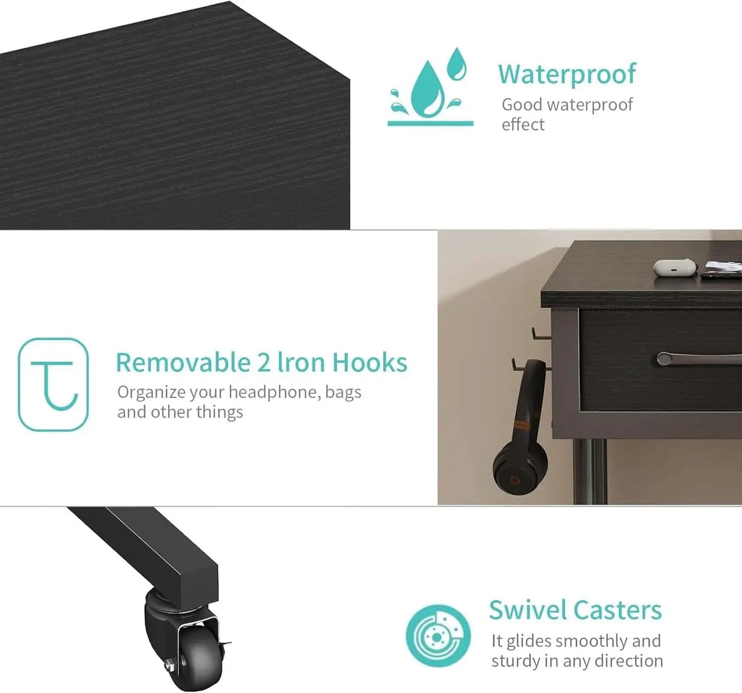 Adjustable Height Rolling Standing Desk with Drawers from PriceLows™