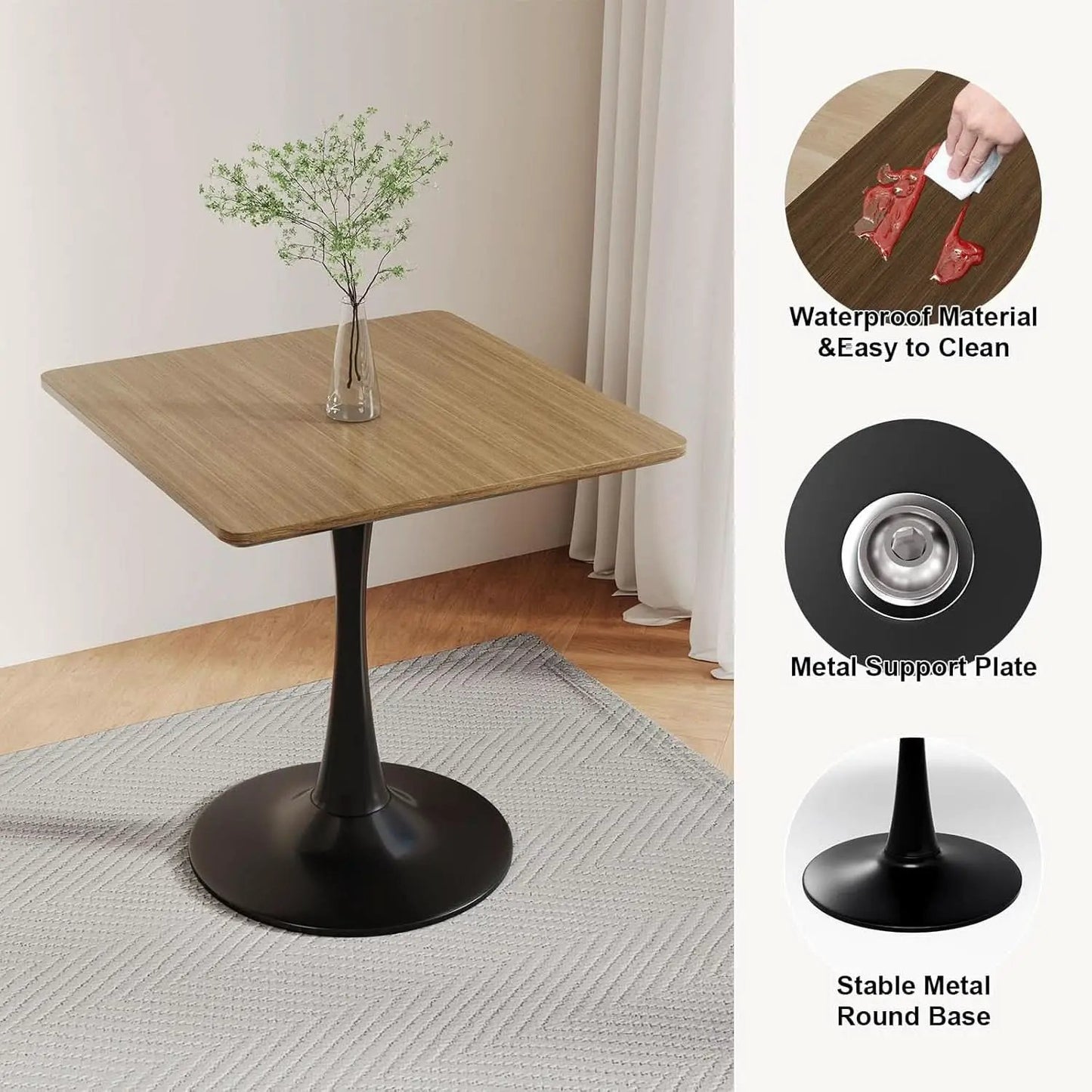 Walnut Finish Tulip Contemporary Dining Table For Two from PriceLows™