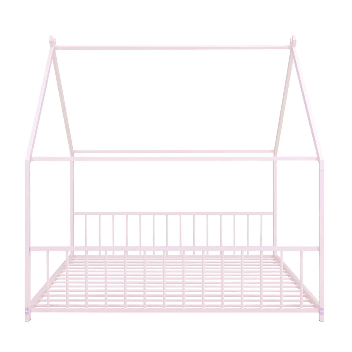 Metal House Bed | Roof Design | Semi-Enclosed Play Space | Contemporary Neutral Finish