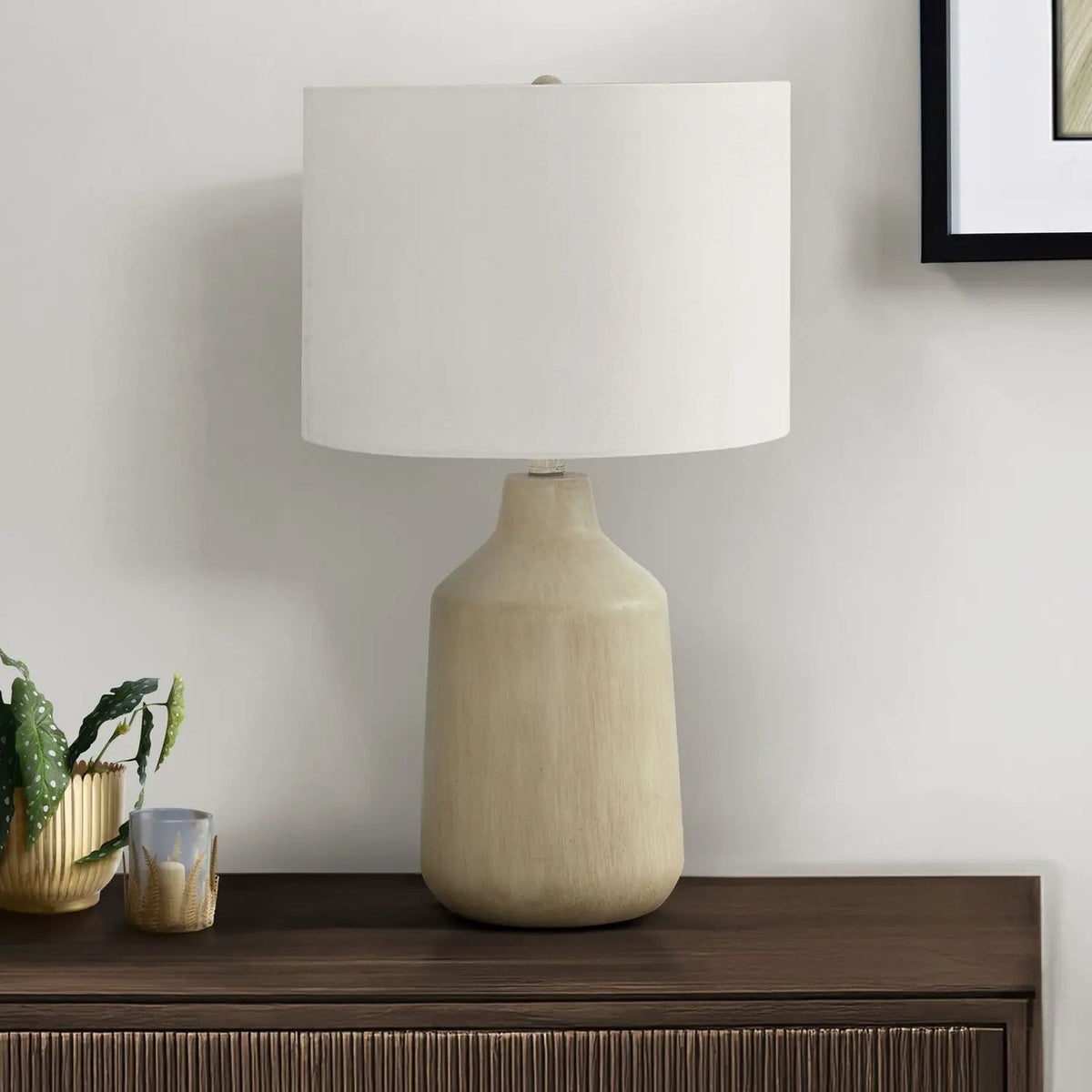 Concrete Table Lamp | Vintage Contemporary Design | 24 Inch Height | 3-Way Rotary Switch