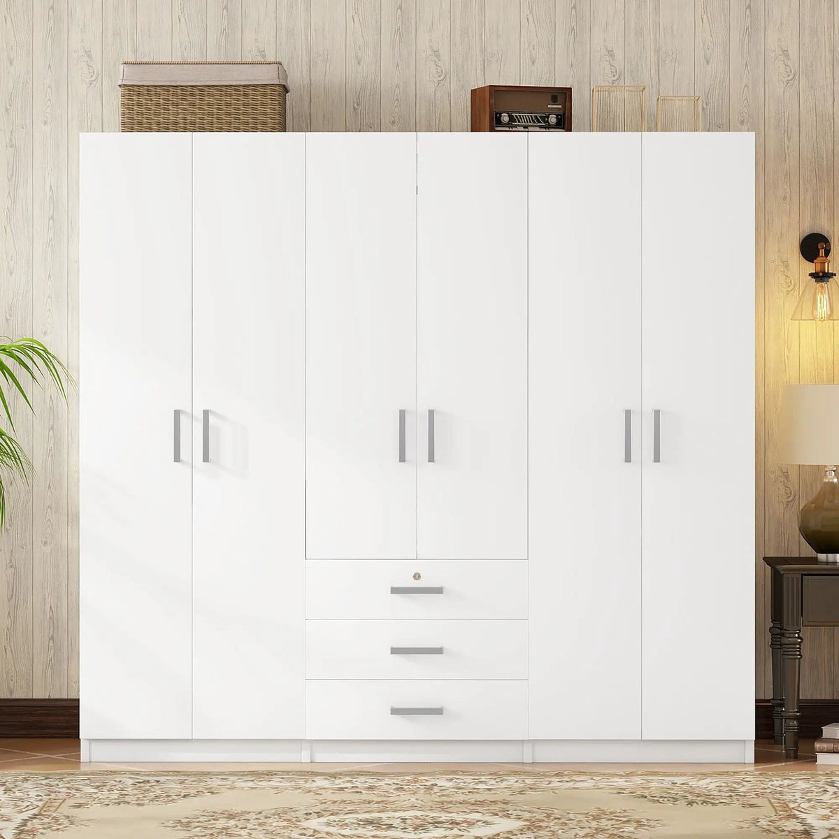 6 Door Wardrobe | Bedroom Storage | Big Drawers | 70.9 Inch Width