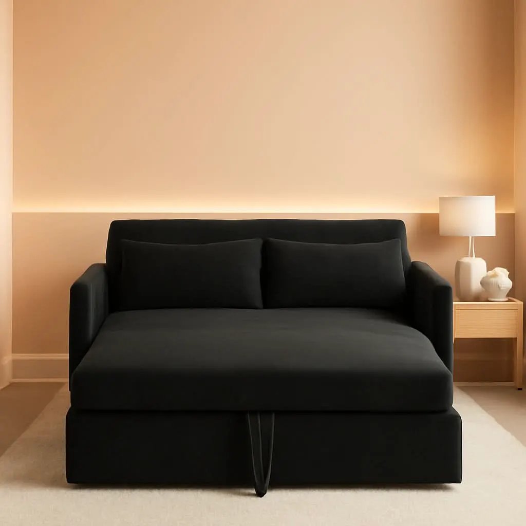 55 Inch Velvet Sleeper Sofa With Adjustable Backrest from PriceLows™