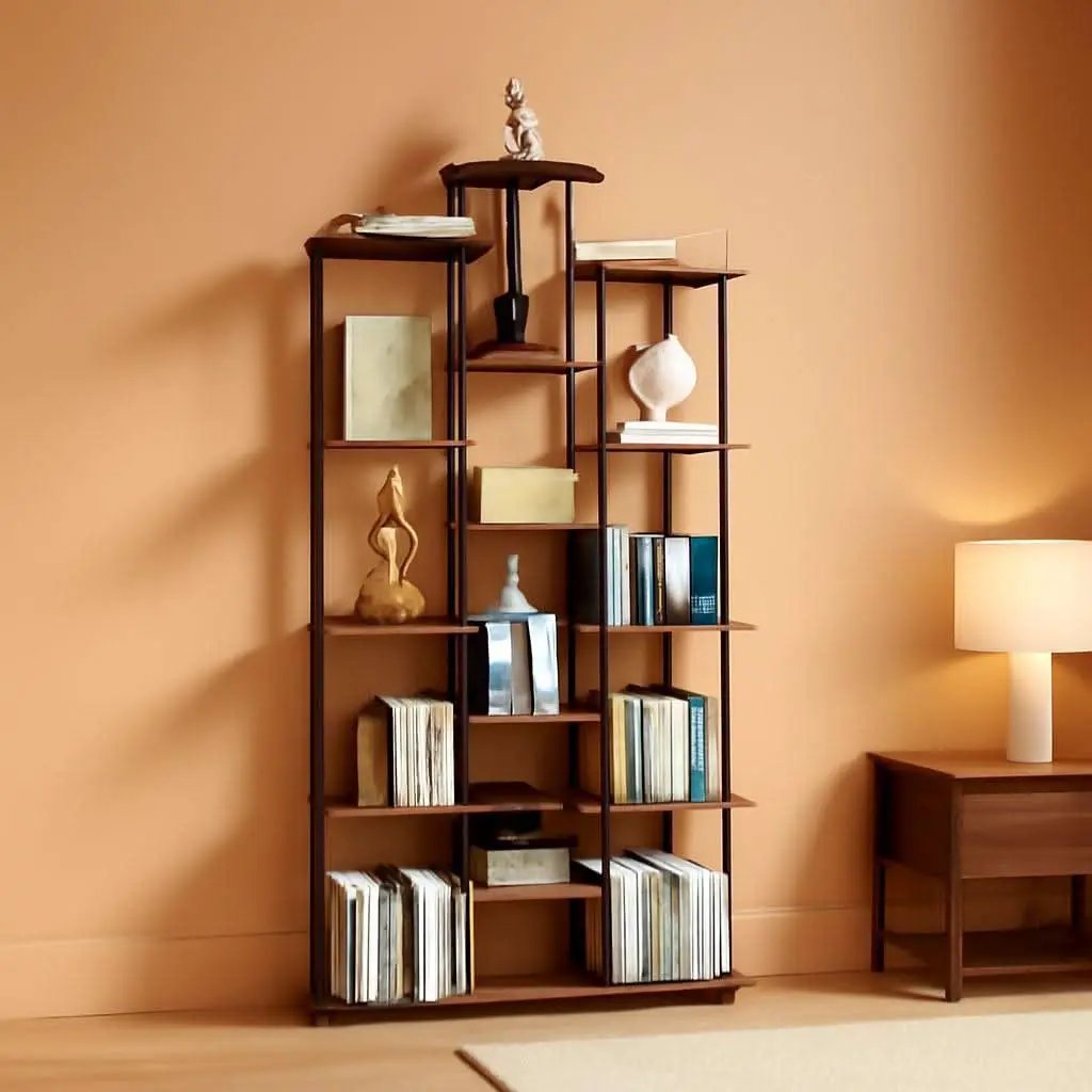 Rustic Brown 6 Tier Bookshelf For Small Living Room from PriceLows™