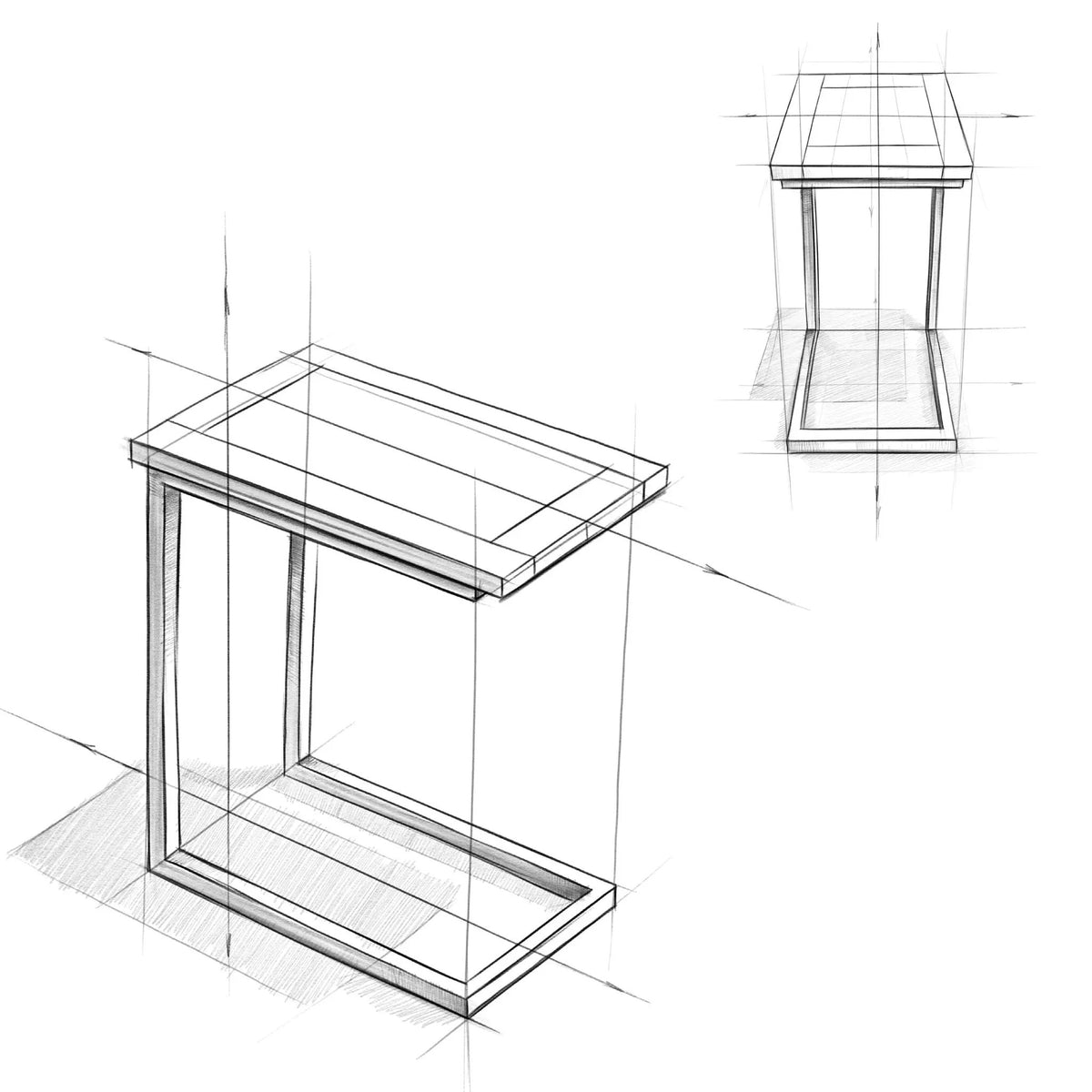 Skyler C-Shaped Side Table | Handcrafted | Powder-Coated Metal Base | Slide-Under Design