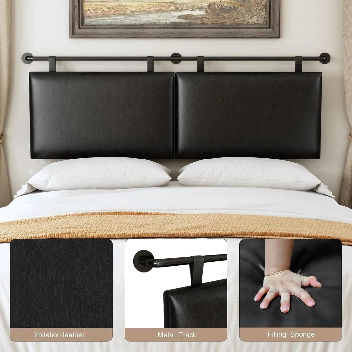 Queen Size Wall Mounted Headboard Industrial Pipe Design from PriceLows™