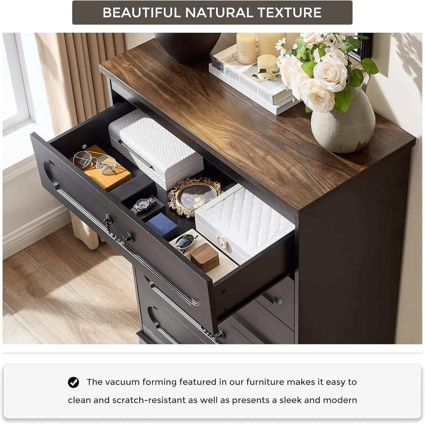 Premium Charcoal Farmhouse Dresser With Five Drawers from PriceLows™