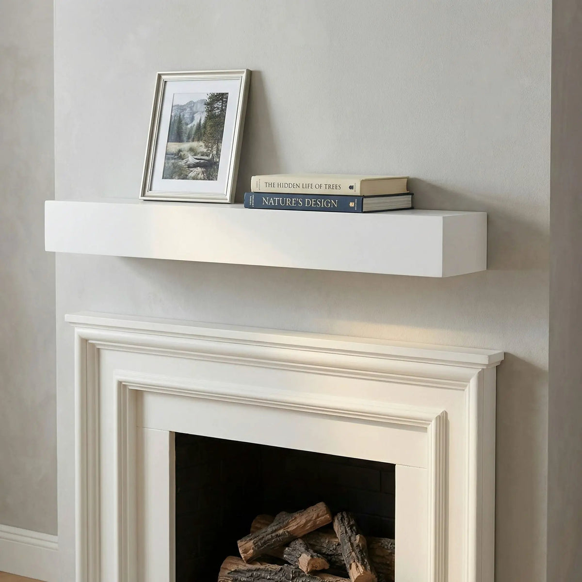 Fireplace Mantel Floating Shelf | 50 Lb Heavy Duty | Rustic Modern