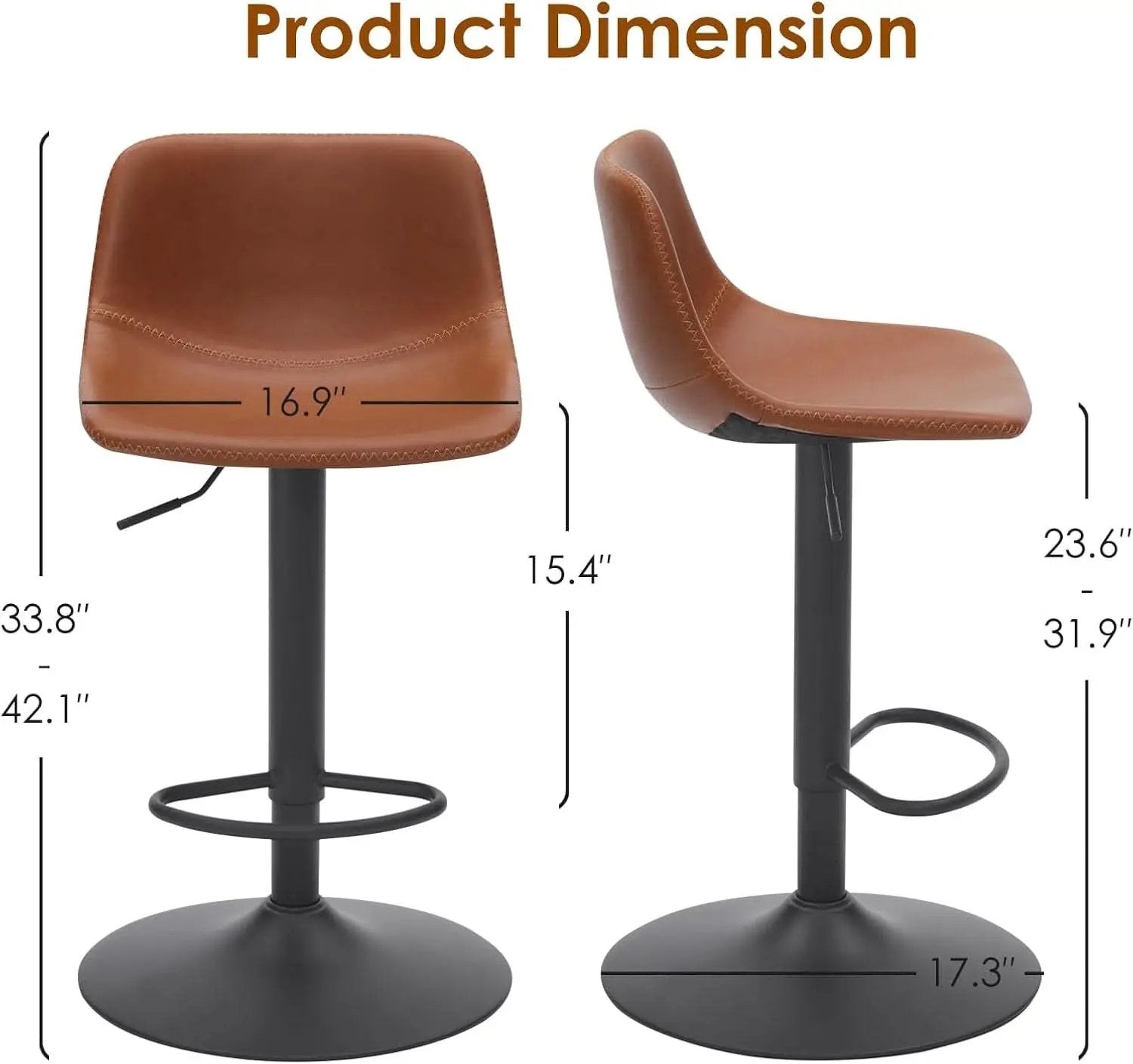 Adjustable Mid Century Swivel Bar Stool Set Of 2 For Kitchen from PriceLows™