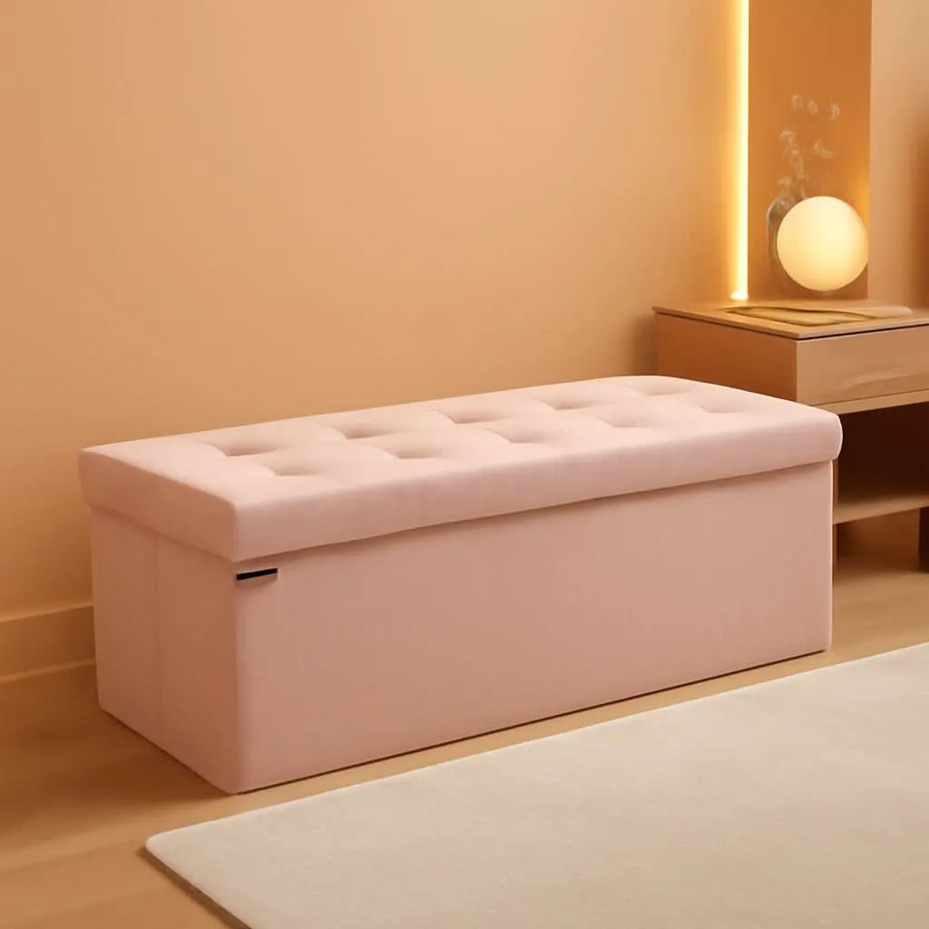 Jelly Pink Foldaway Underbed Storage Ottoman Bench from PriceLows™