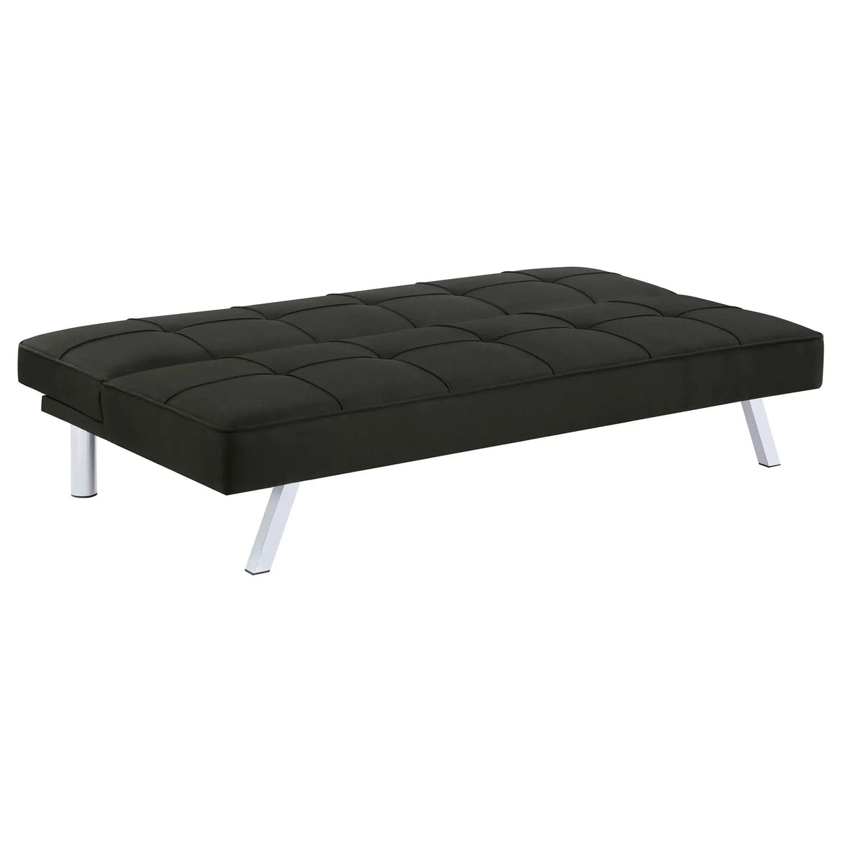 Joel Upholstered Tufted Convertible Sofa Bed | 68.25 x 33 x 29.25 in | Fabric & Metal | Black