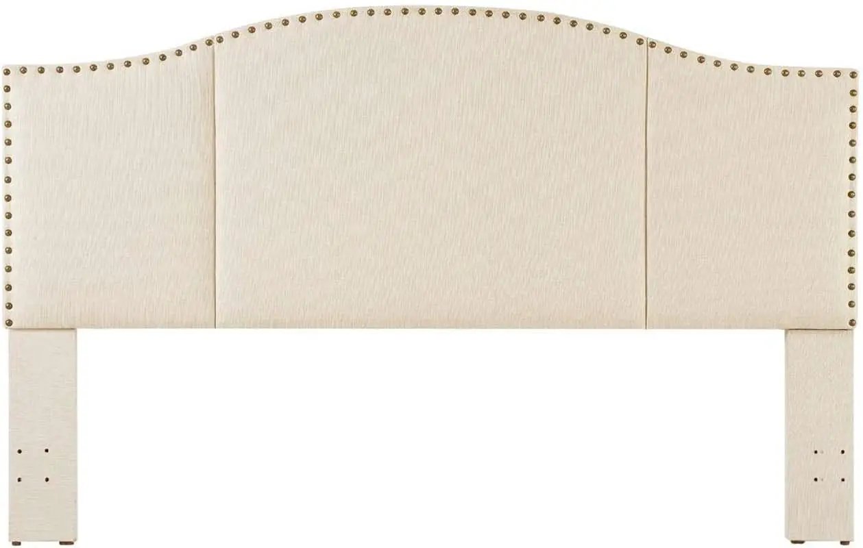 Elegant Upholstered King Size Headboard with Nailhead Trim from PriceLows™