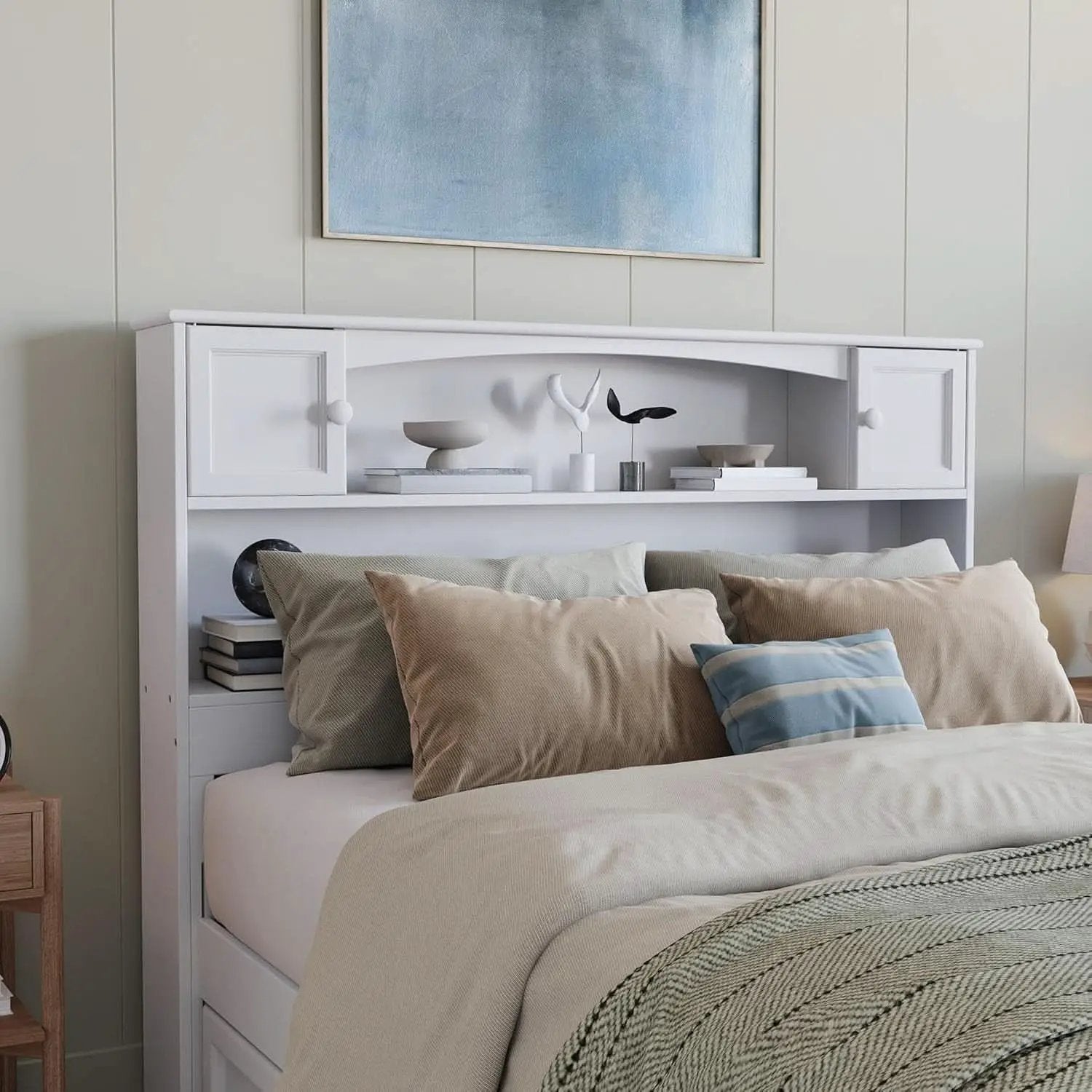 Newport Full Size Bookcase Headboard With Charger White from PriceLows™