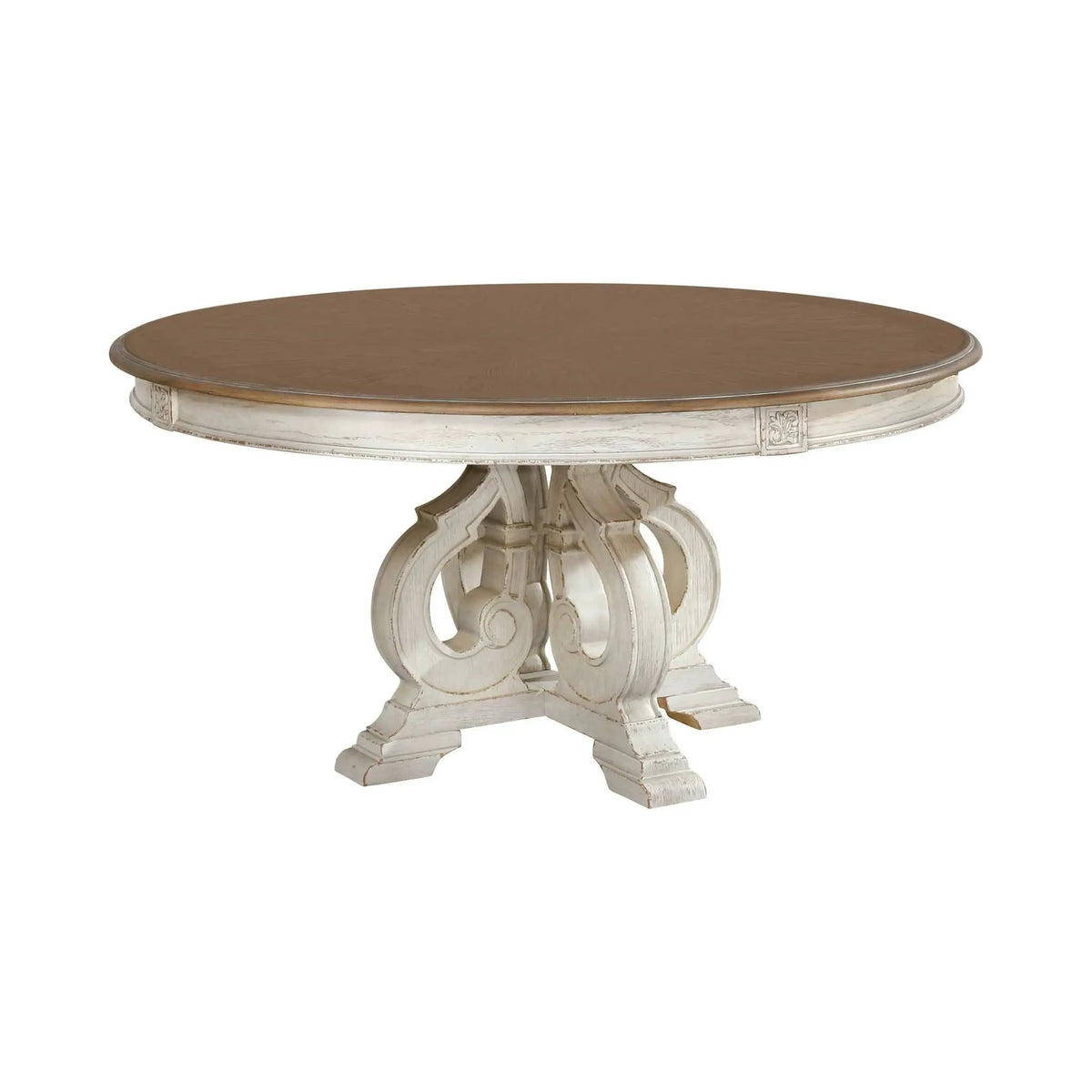 Round Dining Set | 7-Piece | Rustic Style | Pedestal Base Table With Side Chairs