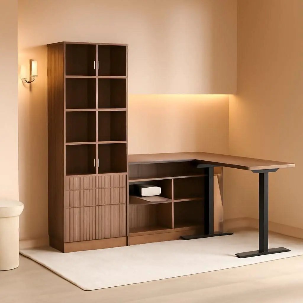 Electric Height Adjustable Desk 48 Inches Bookcase from PriceLows™