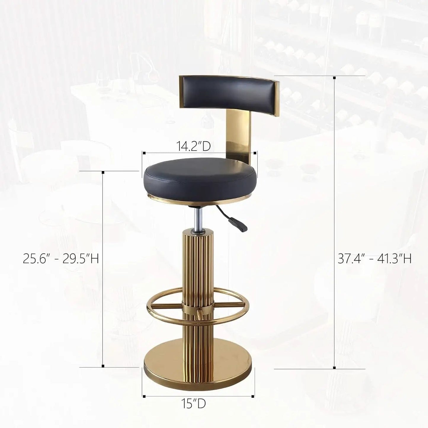 Black Gold Swivel Bar Stool With Backrest And Adjustable from PriceLows™