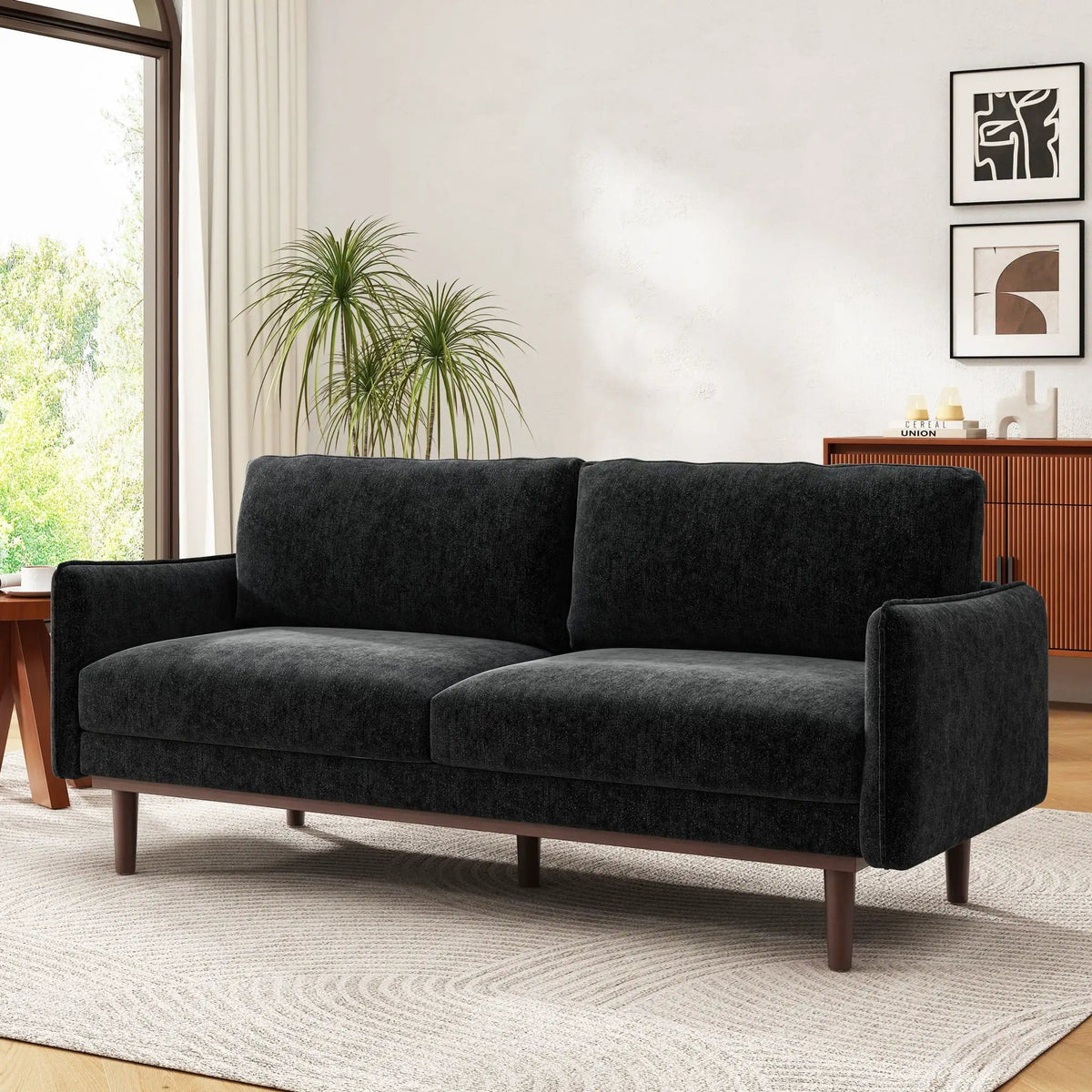 Loveseat Sofa With Spacious Seating | 2 Pieces | Fabric & Wood | Living Room