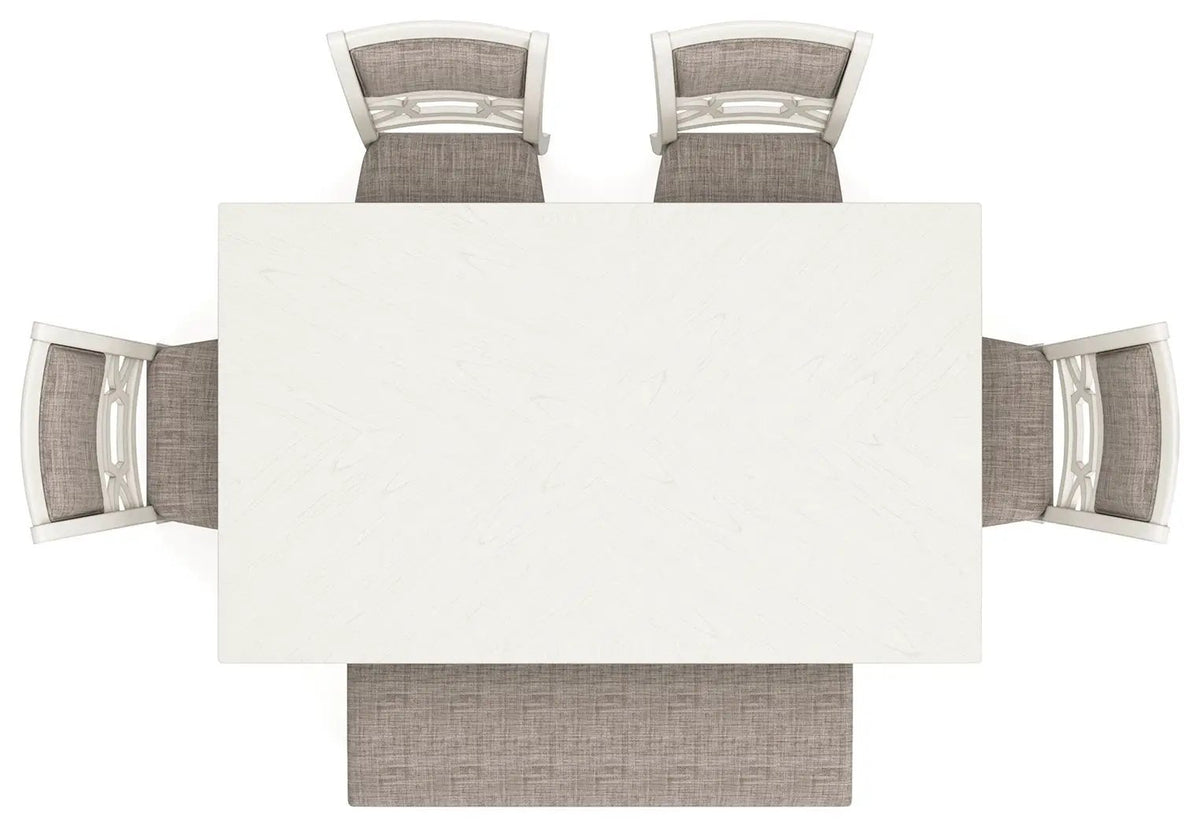 Erinberg Dining Room Table Set (Set of 6) | 36.38 x 60.5 x 30 in | Solid Wood & Rubberwood | Antique White