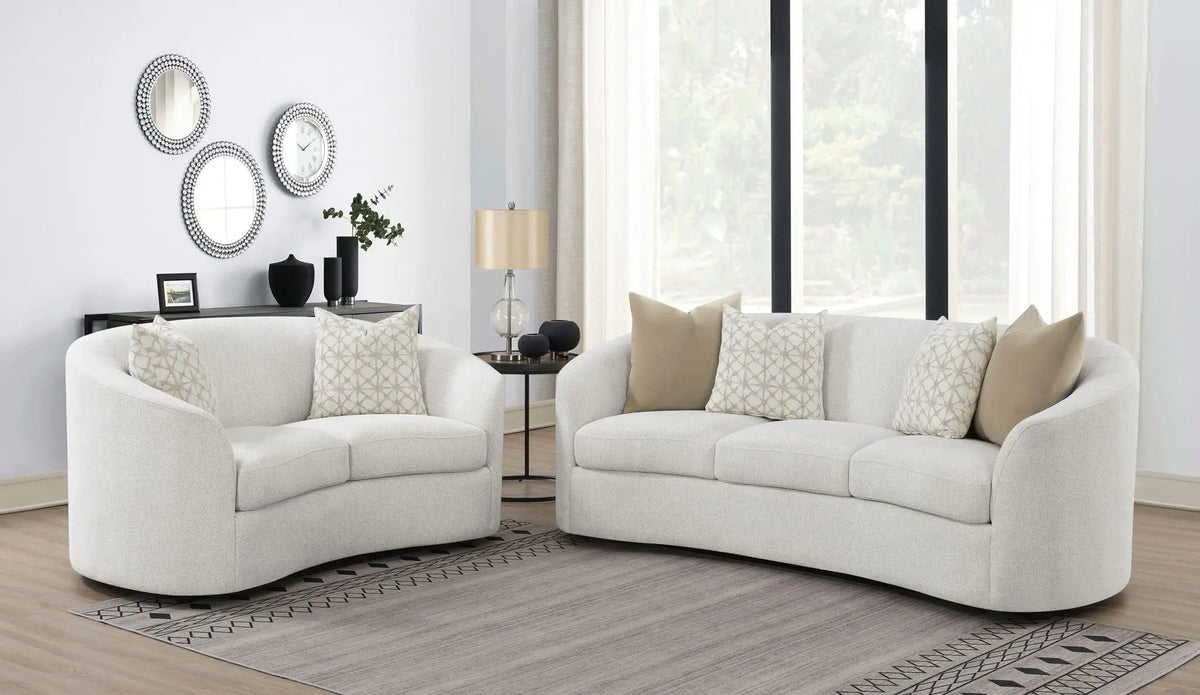 Rainn 2-piece Boucle Upholstered Sloped Arm Sofa Set Latte | 2-Piece Set | Boucle | Living Room