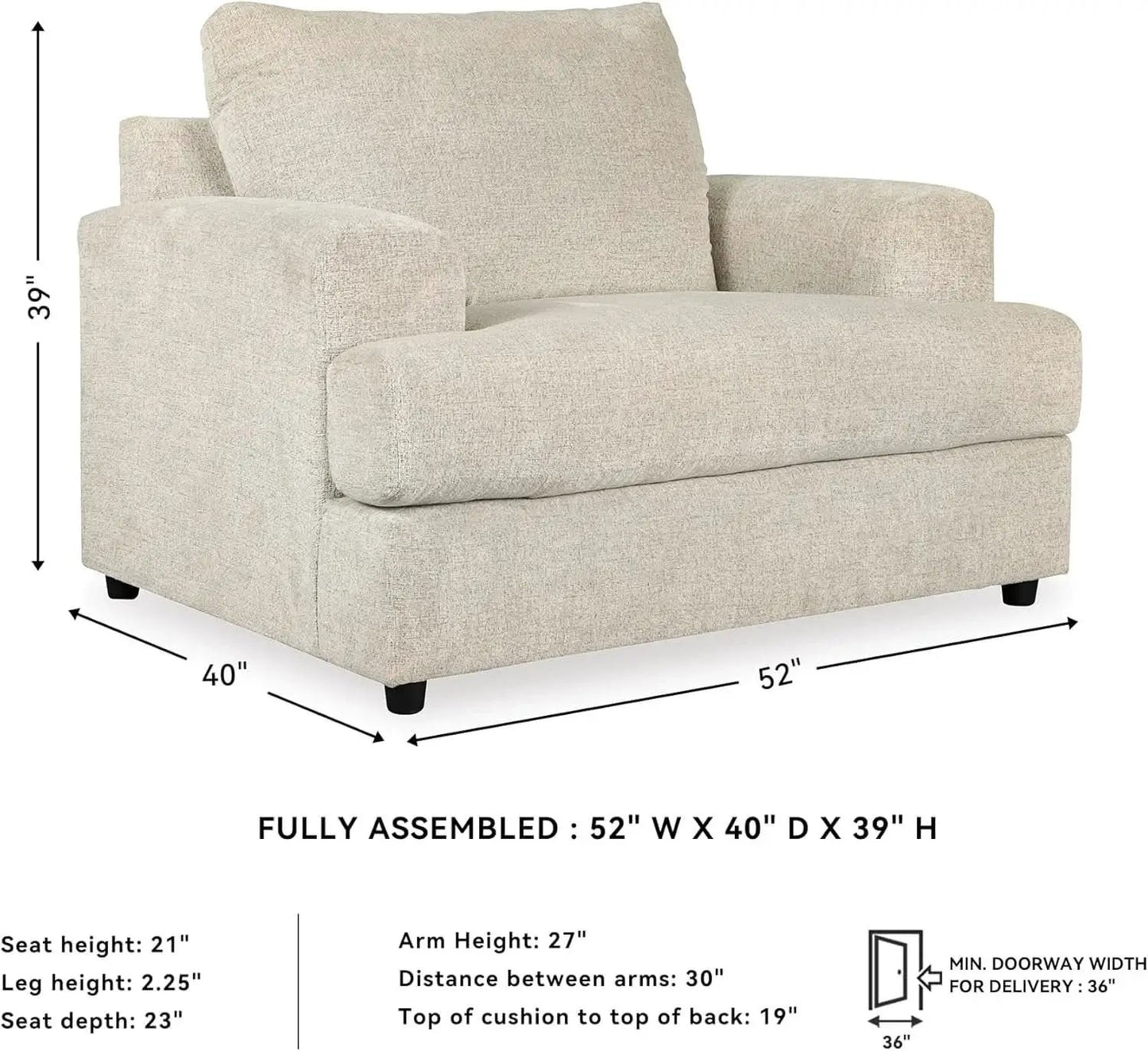 Soletren Contemporary Off White Chenille Upholstered Chair from PriceLows™