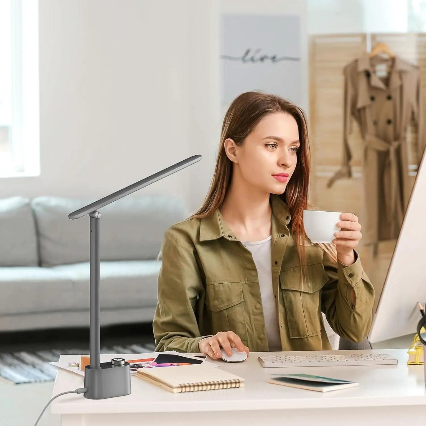 LED Desk Lamp H01 Pro Sunturalux 3 Color Modes Grey from PriceLows™