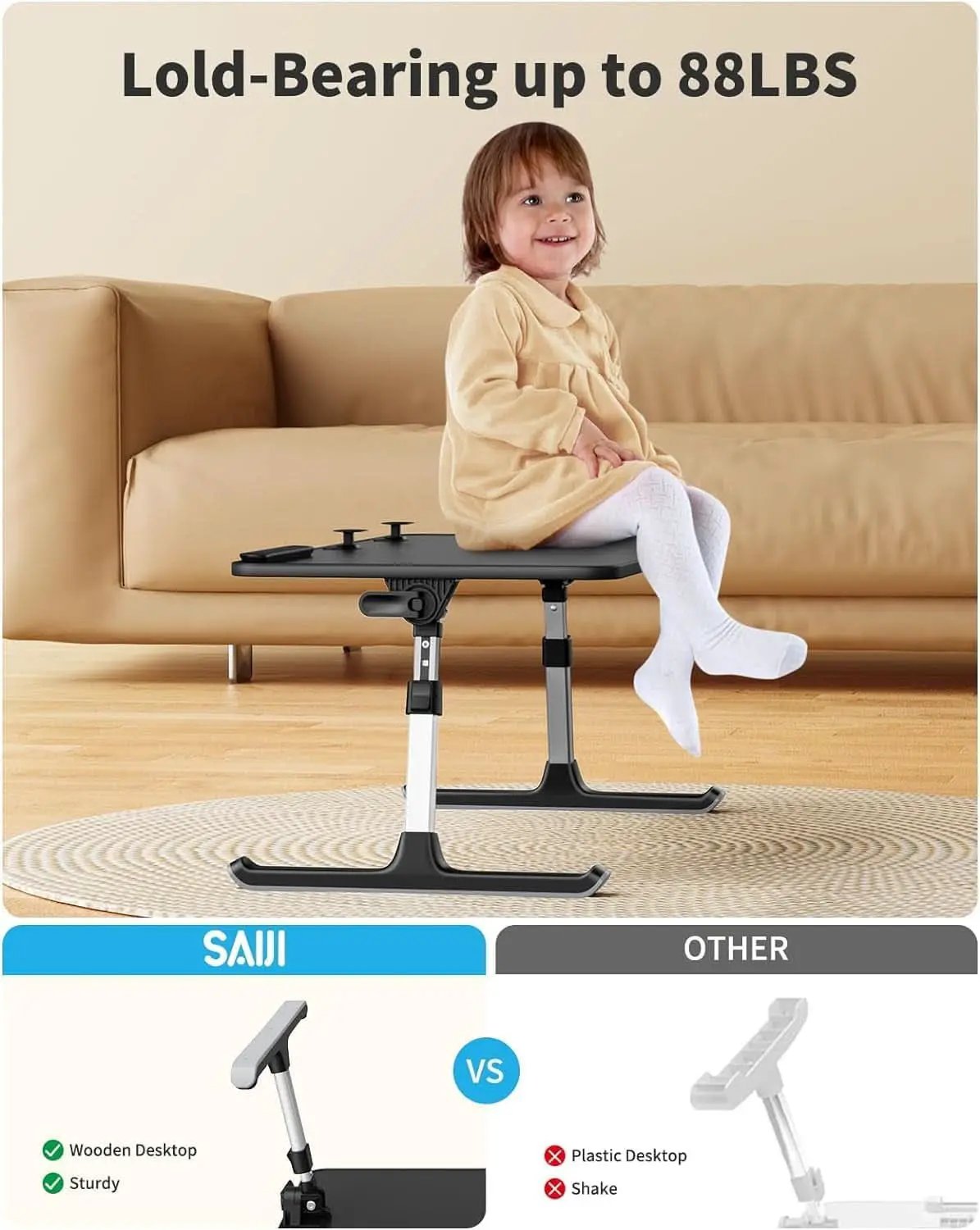 Height and Angle Adjustable Laptop Desk for Bed and Couch from PriceLows™