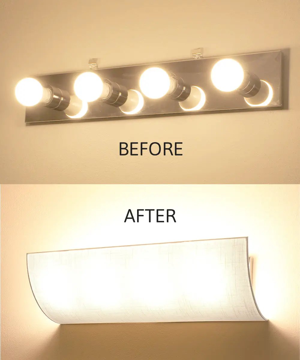 Vanity Light Conversion Kit | 20-Inch Wide | White Linen Shade