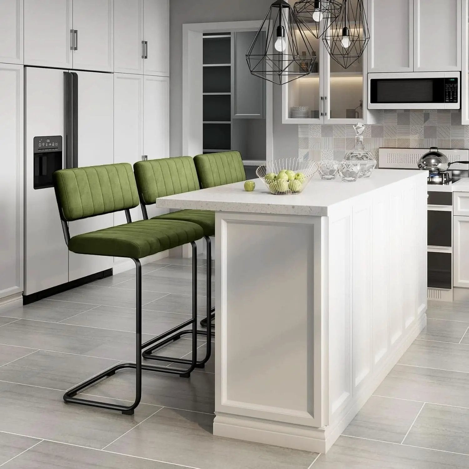 30 Inch Velvet Tufted Bar Stools Set of 2 Kitchen Island from PriceLows™