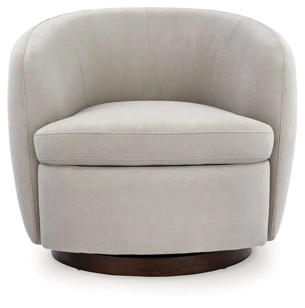Annbury Swivel Accent Chair | 32.75 x 31.63 x 28.5 in | Velvet & Fabric | Light Beige