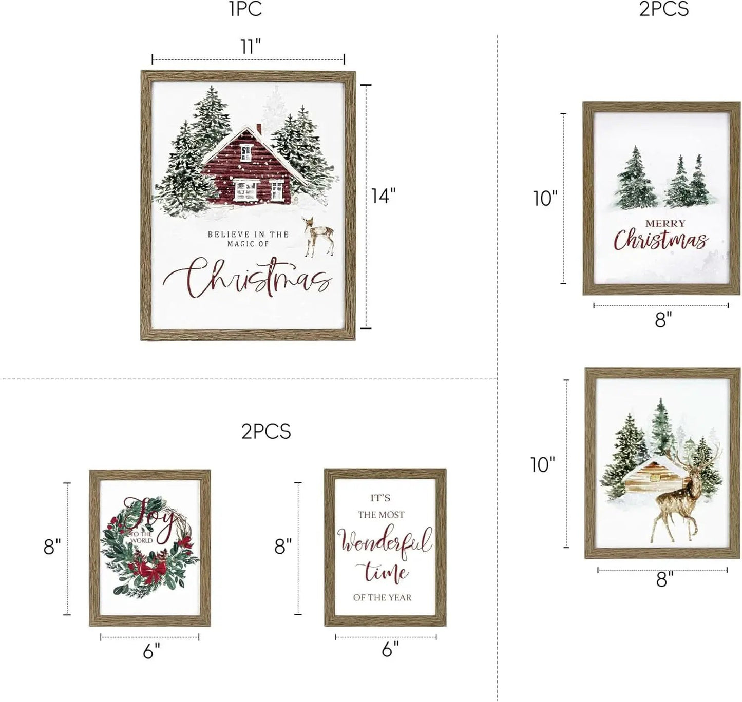 Framed Christmas Forest Wall Art Set 5 Piece Holiday Decor from PriceLows™