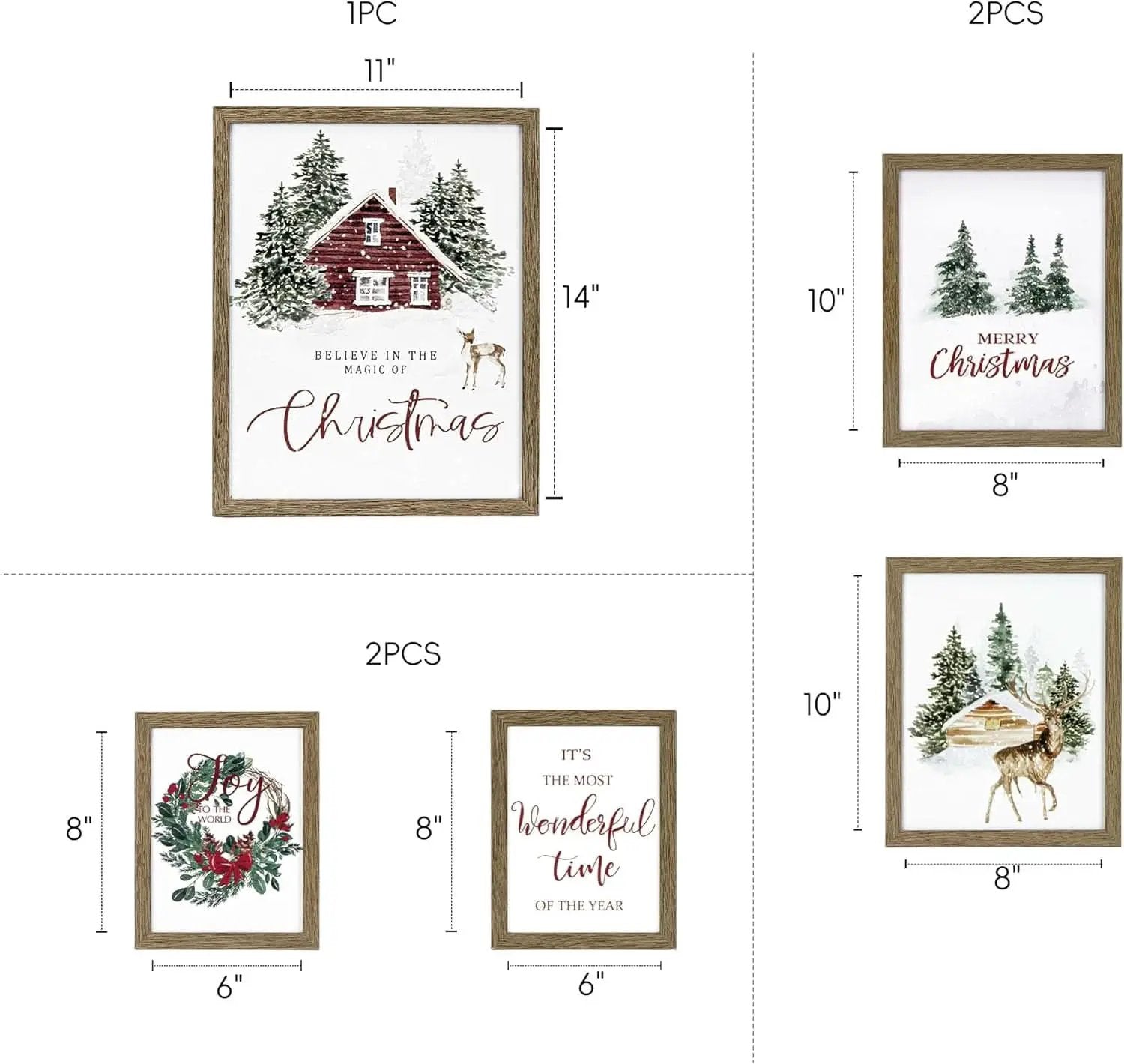 Framed Christmas Forest Wall Art Set 5 Piece Holiday Decor from PriceLows™