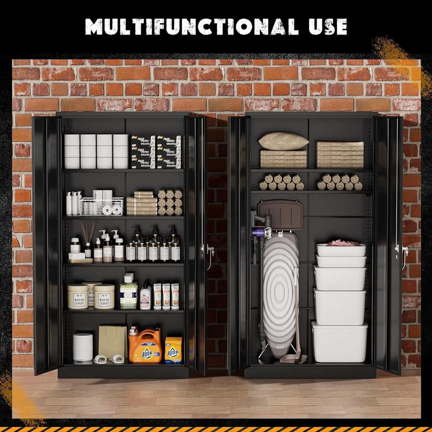 Black Locking Storage Cabinet With Shelves Heavy Duty from PriceLows™