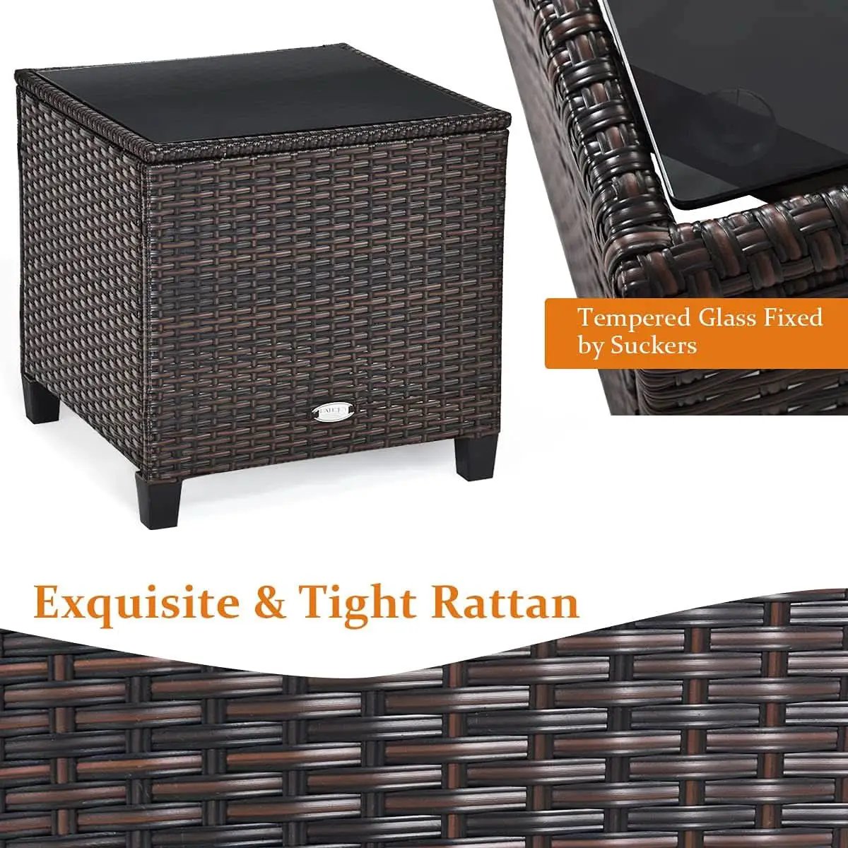 3 Piece Patio Furniture Set White PE Rattan Wicker Outdoor Sofa Set With Washable Cushions And Tempered Glass Tabletop from PriceLows™