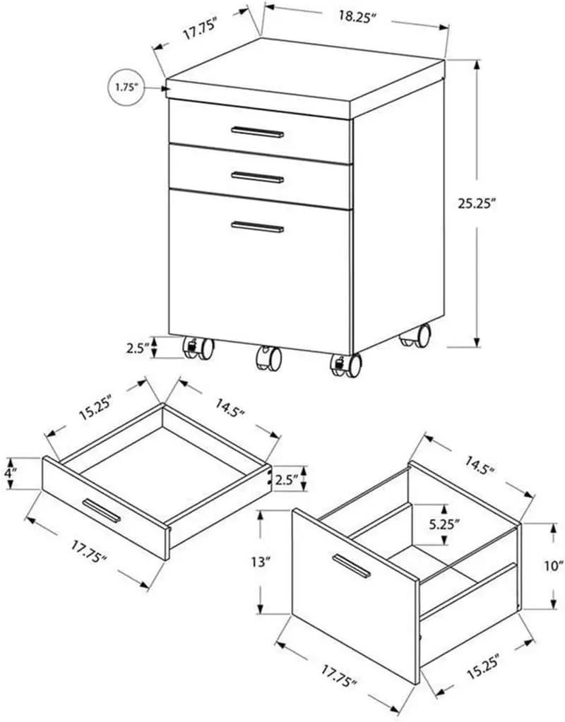 I 7400 Rolling File Cabinet 3 Drawer Brown Laminate from PriceLows™