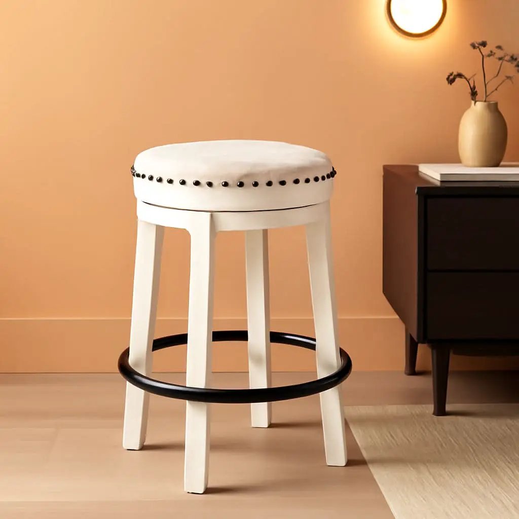 Valebeck 24Inch Counter Height Swivel Stool White Black from PriceLows™