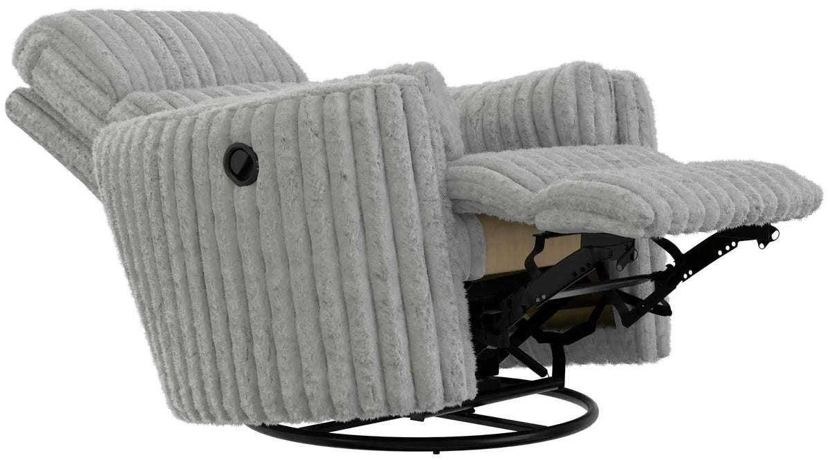 Daydream Swivel Glider Recliner | Unique Shape | Comfort Bolsters | Faux Fur