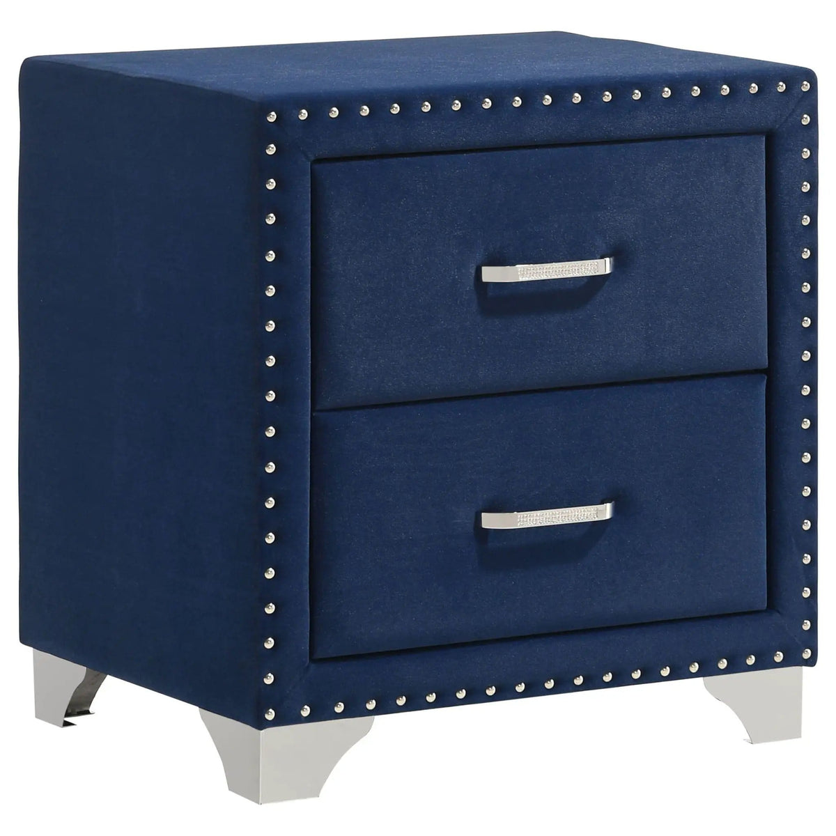 Melody Upholstered 2-drawer Nightstand Pacific | 24 x 19.5 x 25.5 in | Velvet & Metal | Blue