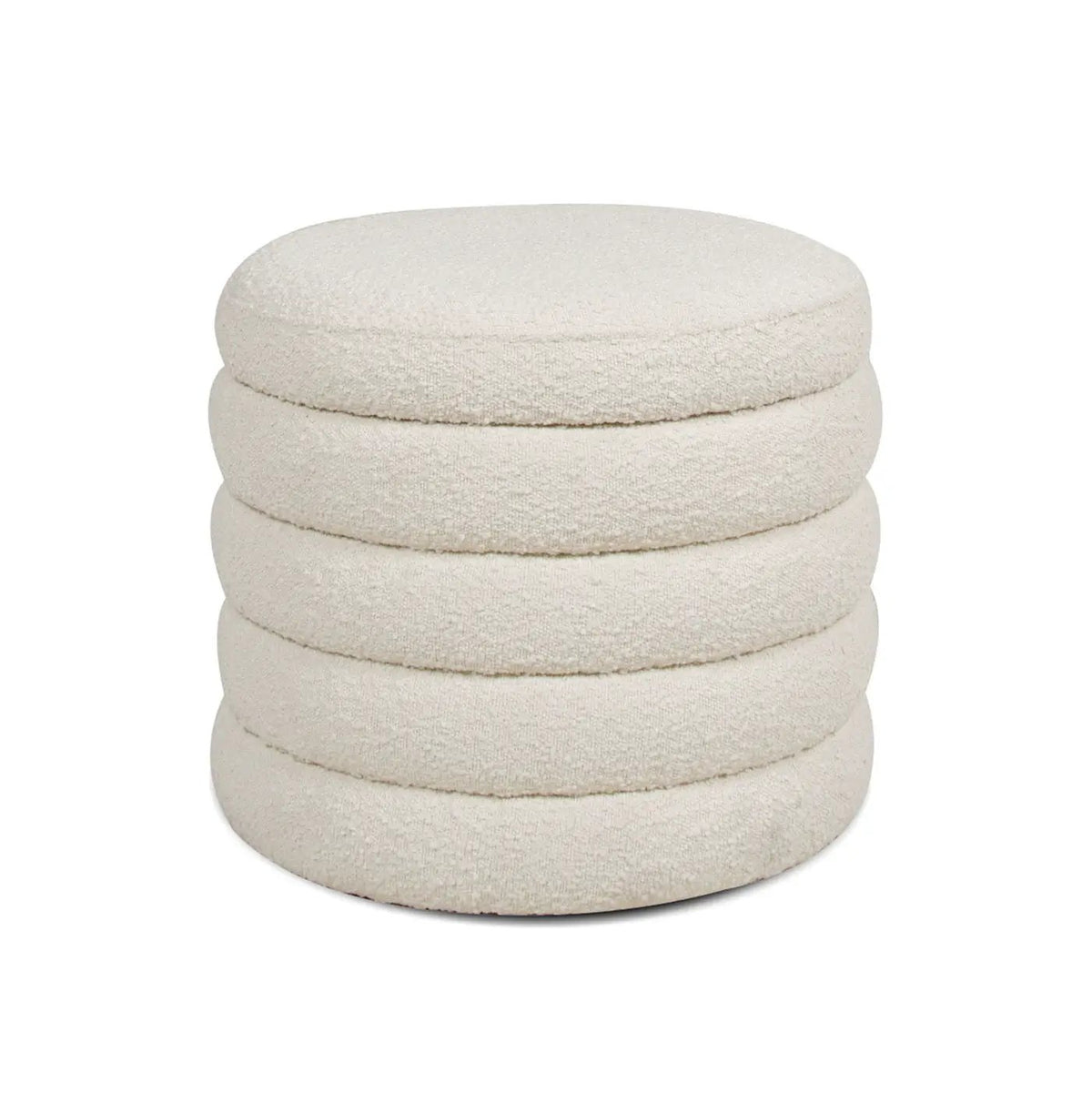 Fuji Oversized Round Storage Ottoman | Kiln-Dried Birchwood | Handmade Craftsmanship | 19 Inch Height