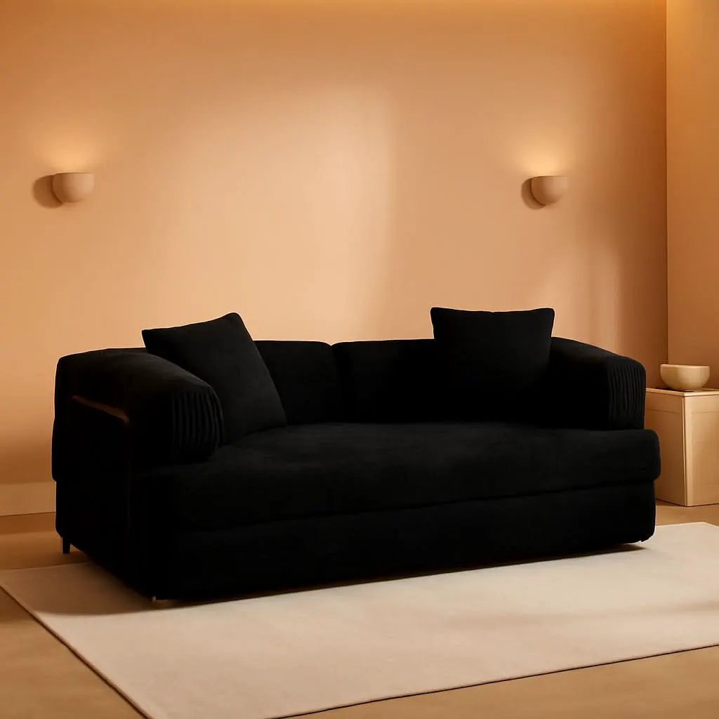 81 Inch Foldable Black Sofa Bed MemoryFoamContourPlus from PriceLows™