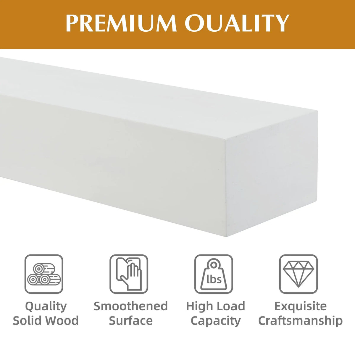 Fireplace Mantel Floating Shelf | 50 Lb Heavy Duty | Rustic Modern