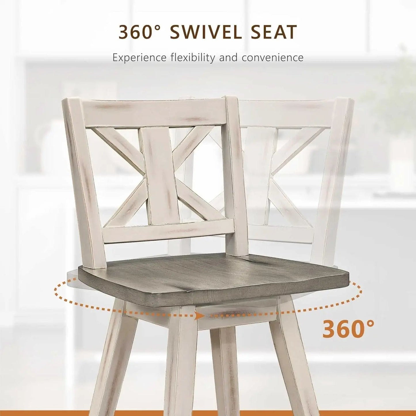 Amsonia Counter Height Swivel Barstool Set 2 White from PriceLows™